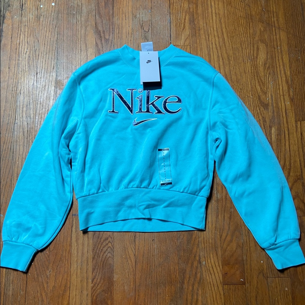 small, cute, nike blue sweatshirt